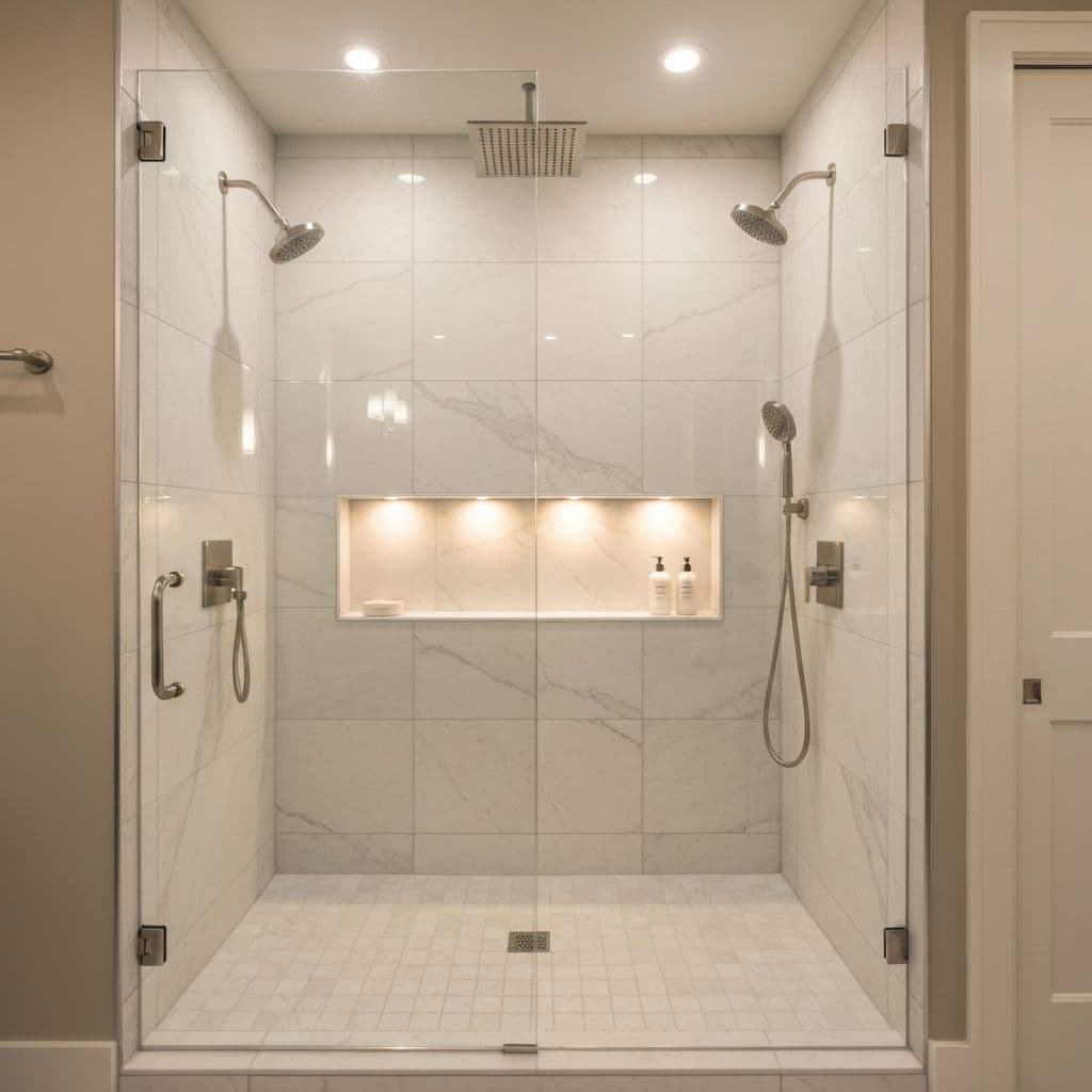 Luxury walk-in shower in Orlando bathroom remodel